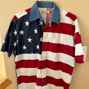 Roper Men's American Flag Button Down Shirt - Red, White, Blue